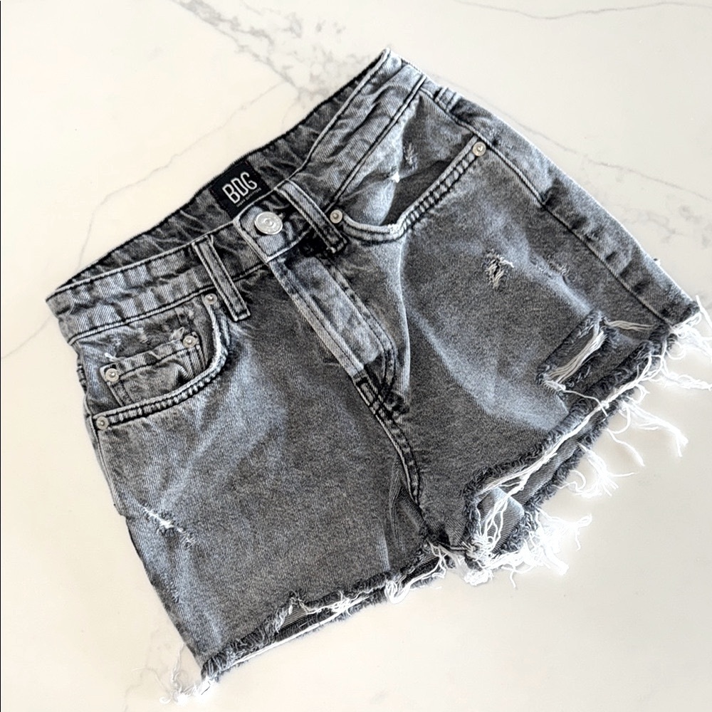 BDG Women's Distressed Summer Cutoff Grey Denim Shorts